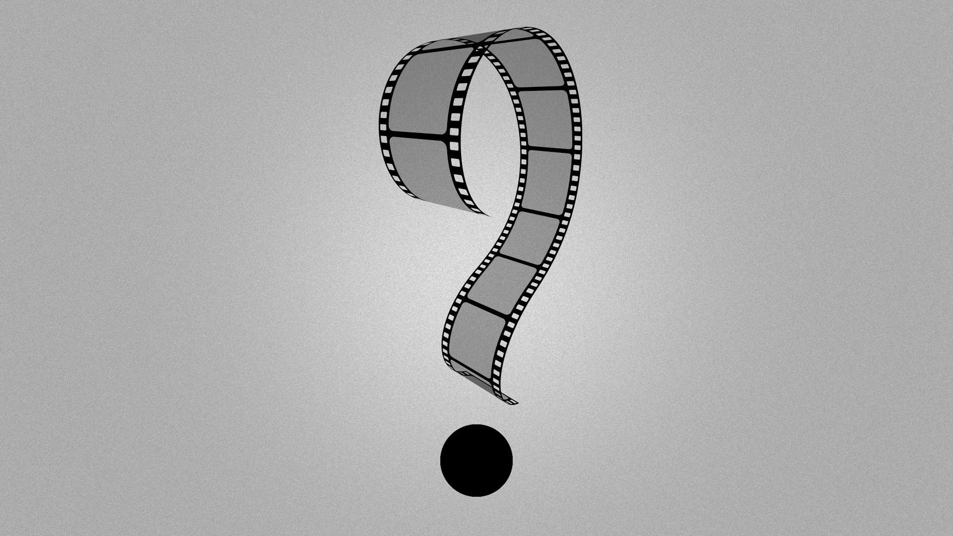 Illustration of a film strip in the shape of a question mark.
