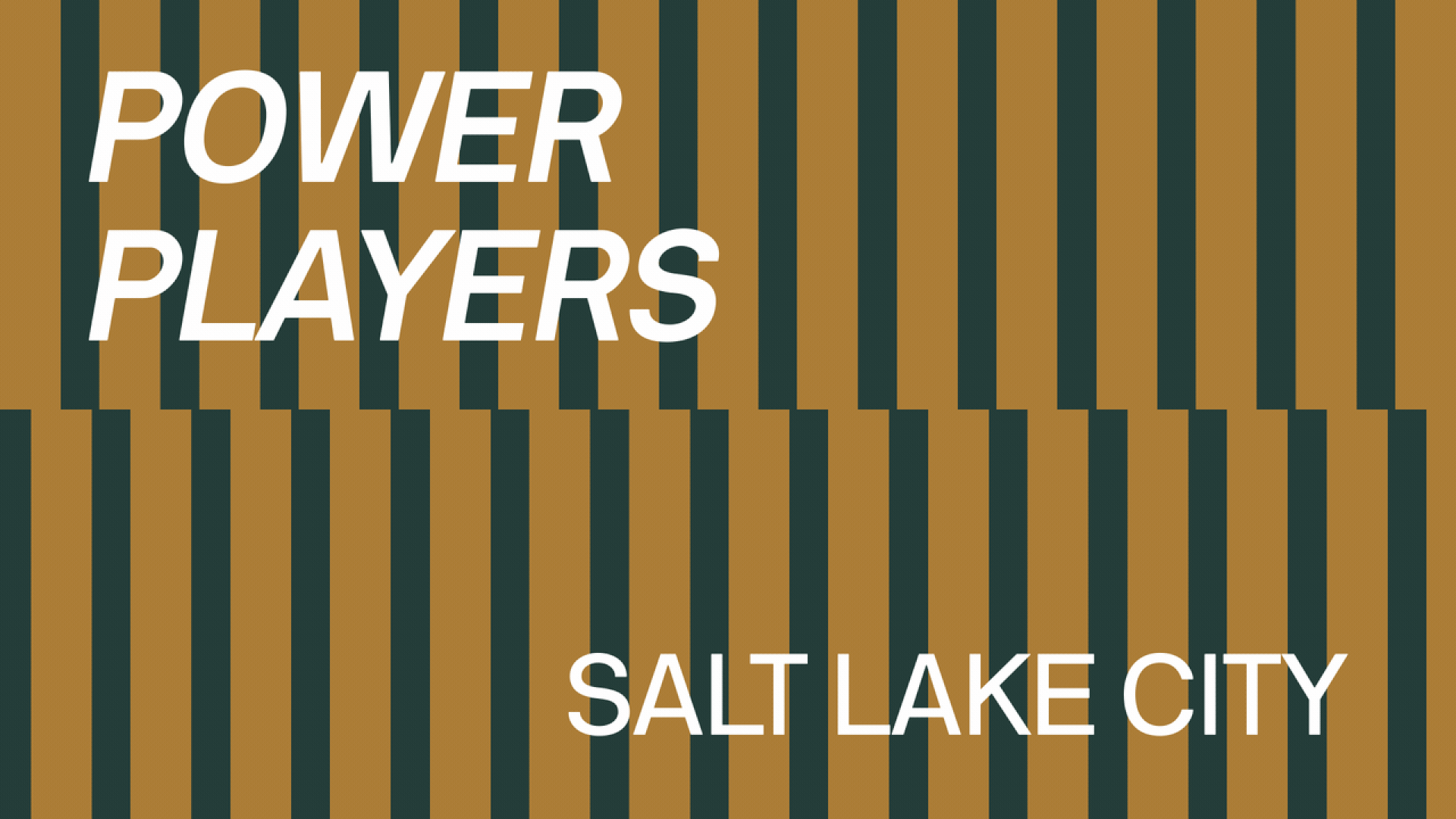 Illustration of two rows of dominos falling with text overlaid that reads Power Players Salt Lake City.