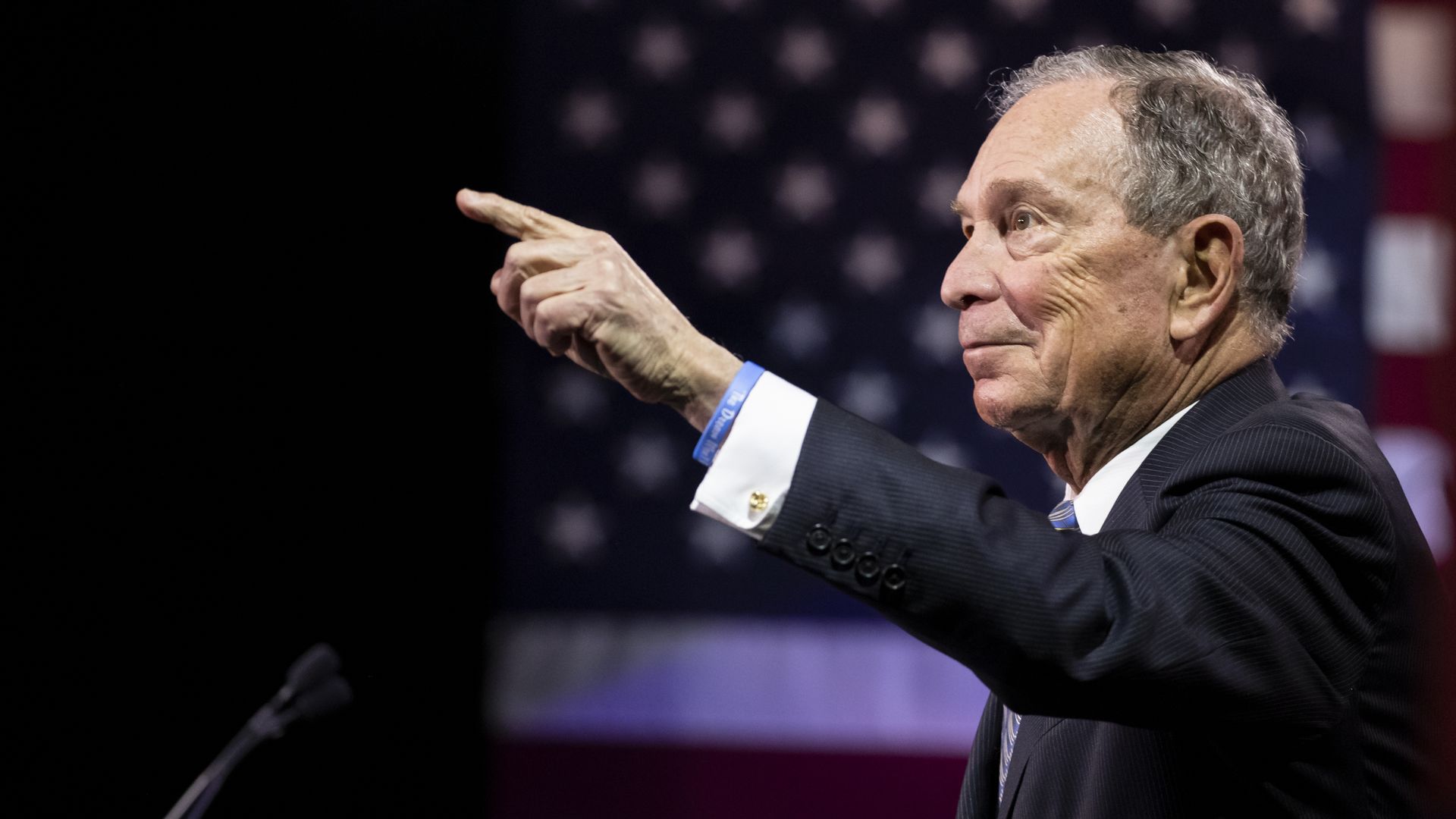  Democratic presidential candidate former New York City Mayor Mike Bloomberg delivers remarks during a campaign rally on February 12, 2020 in Nashville, Tennessee. 