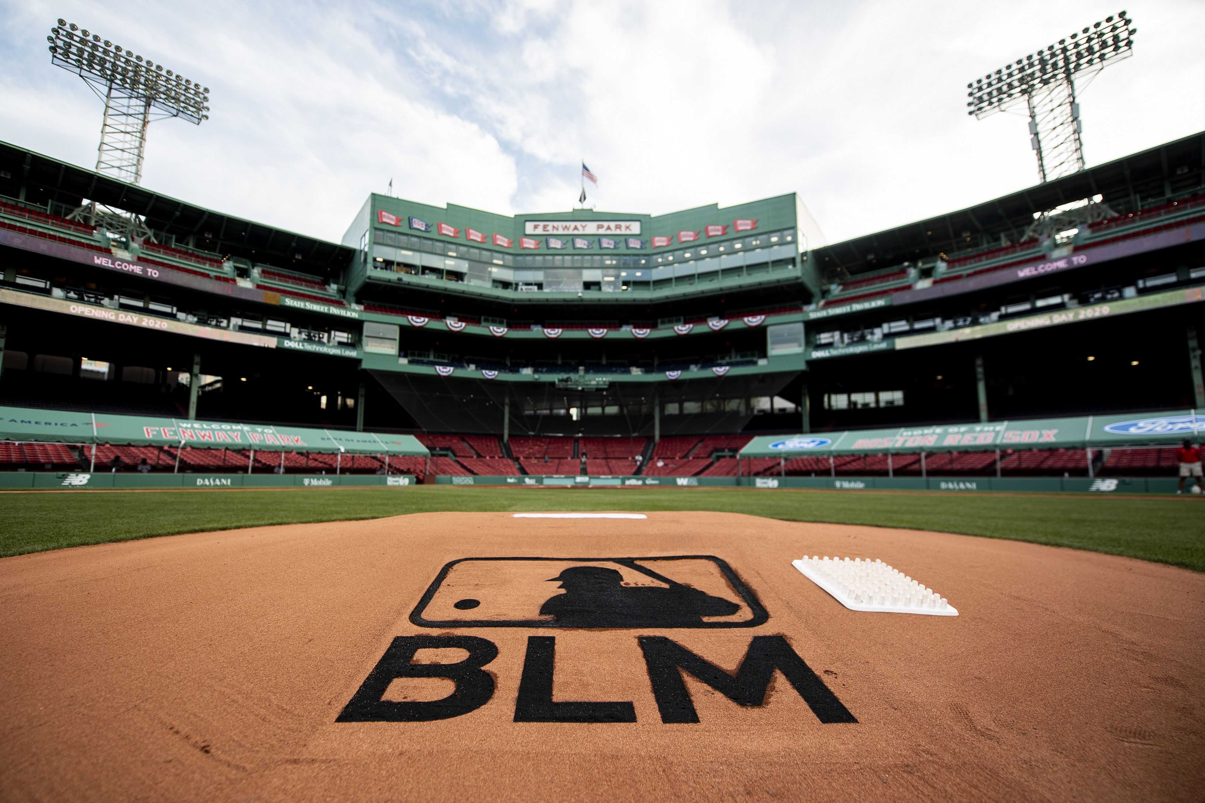 "BLM" stencil at Fenway Park