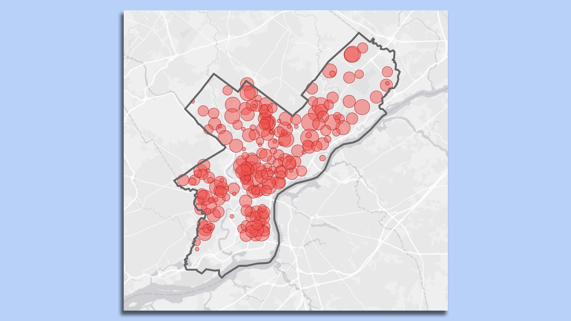 A screenshot of a map detailing asbestos abatement projects in the Philadelphia School District since 2016.