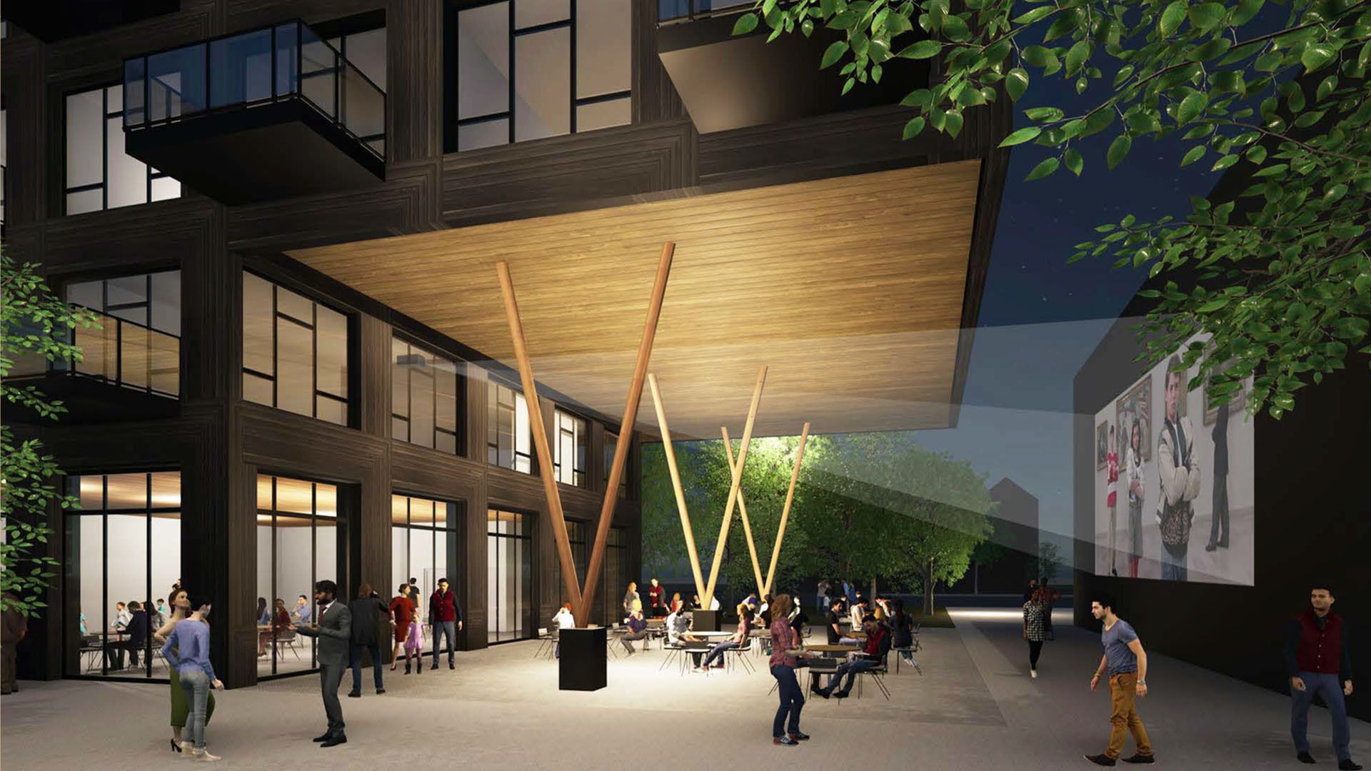 An illustration of Des Moines' planned Theater Plaza.