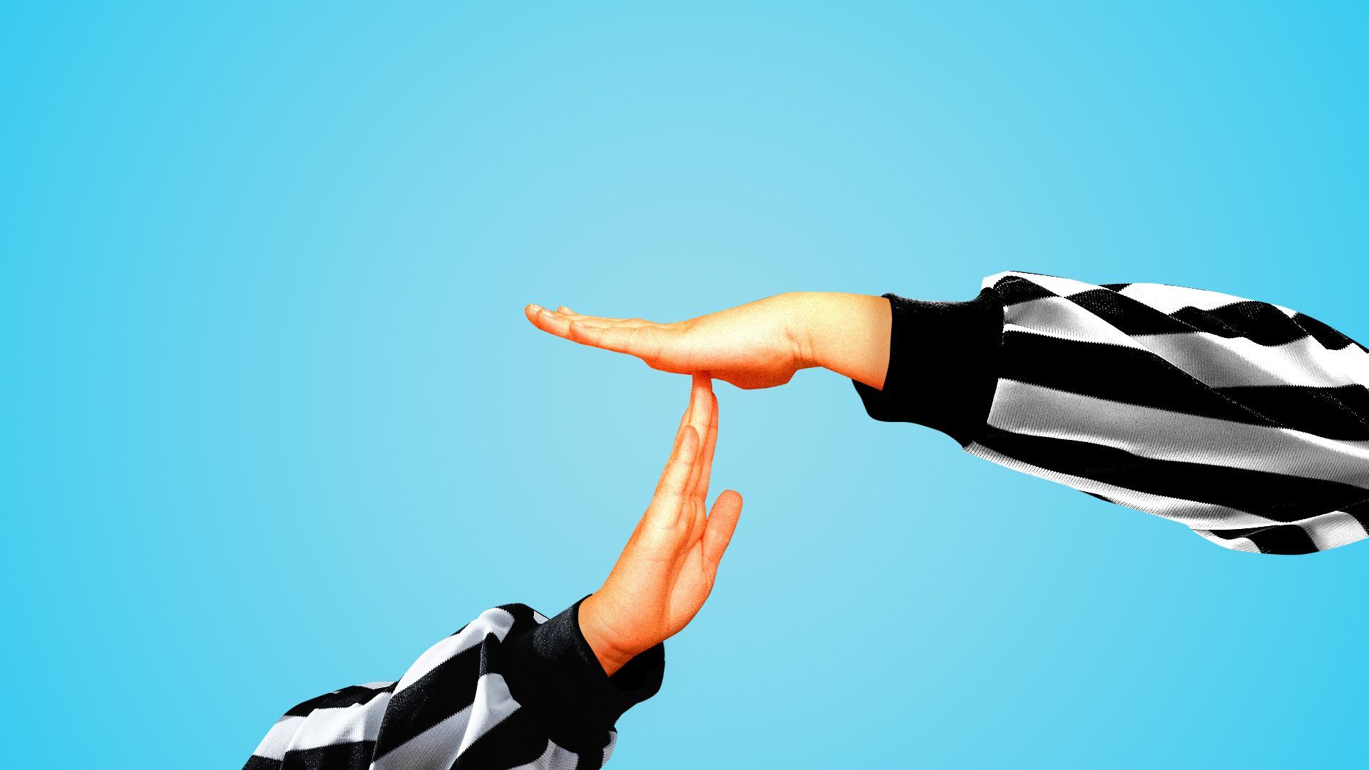Illustration of a child making the time out sign with her hands.
