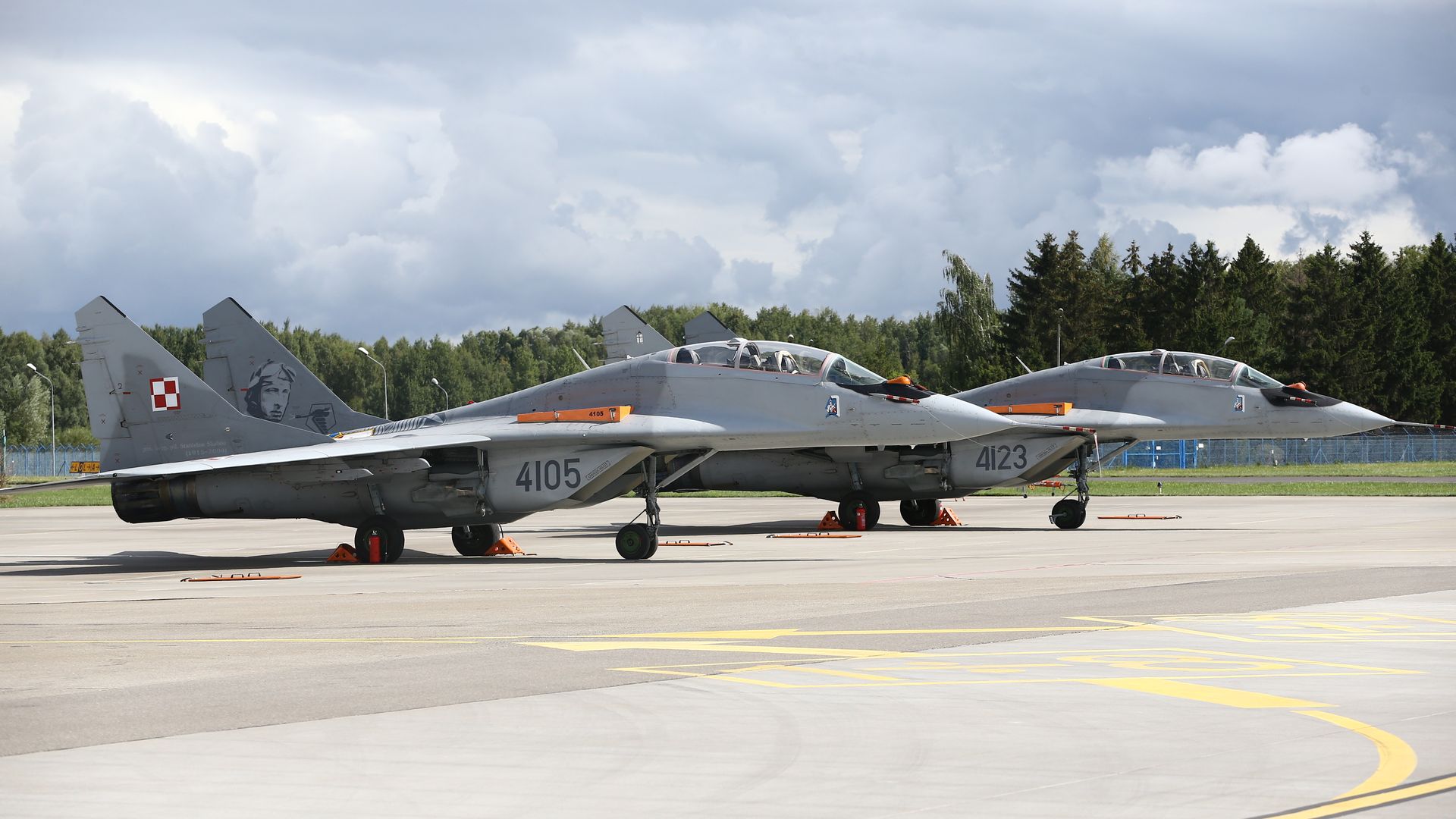 Polish MIG-29 fighter jets at an air force base in Malbork, Poland in August 2021.