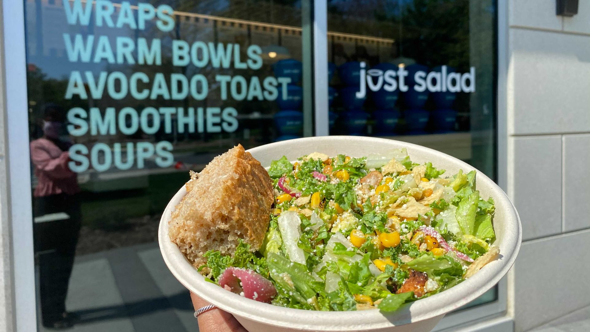 just salad salad bowl outside the new restaurant