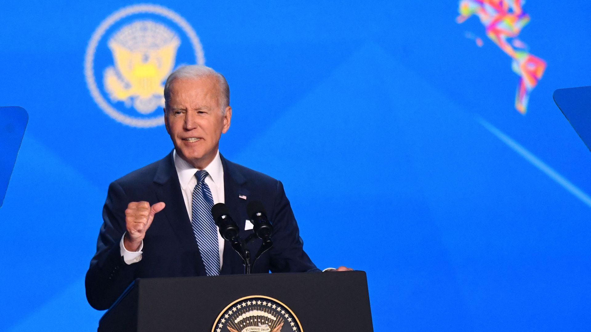 President Joe Biden speaks during opening ceremony of the the 9th Summit of the Americas at the Los Angeles Convention Center in Los Angeles, California on June 8.