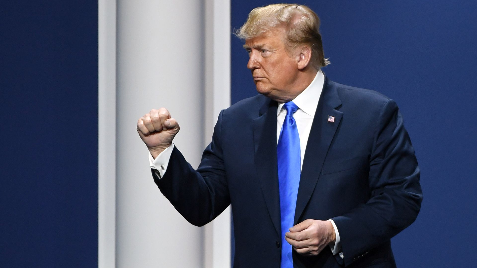This is an image of Trump making a celebratory fist 