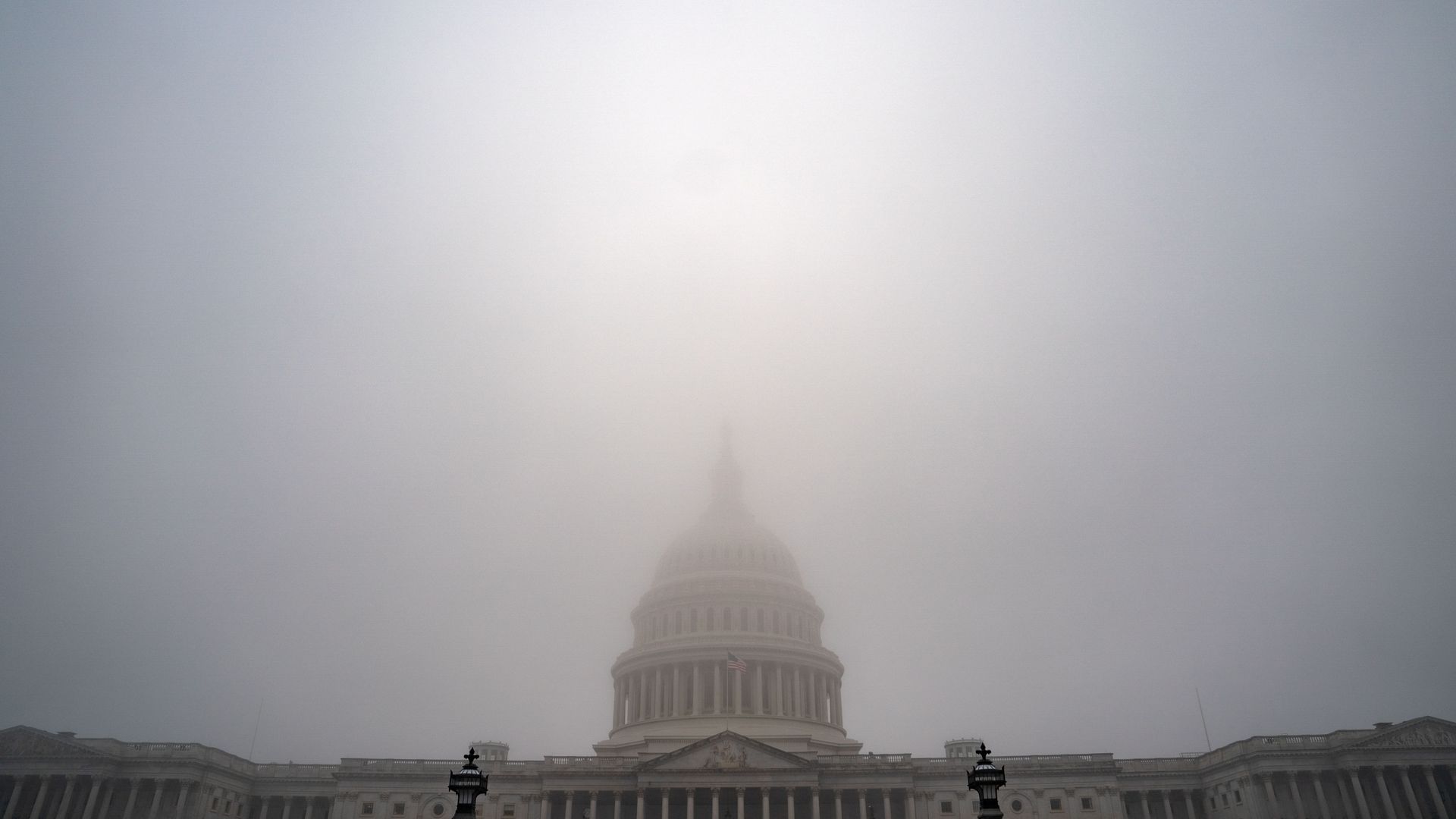 WASHINGTON, DC - DECEMBER 10: Fog hovers over the dome of the U.S. Capitol on December 10, 2024 in Washington, DC. The National Defense Authorization Act, usually gets huge bipartisan margins but there are critics of the bipartisan NDAA deal reached over the weekend on both sides of the aisle. With