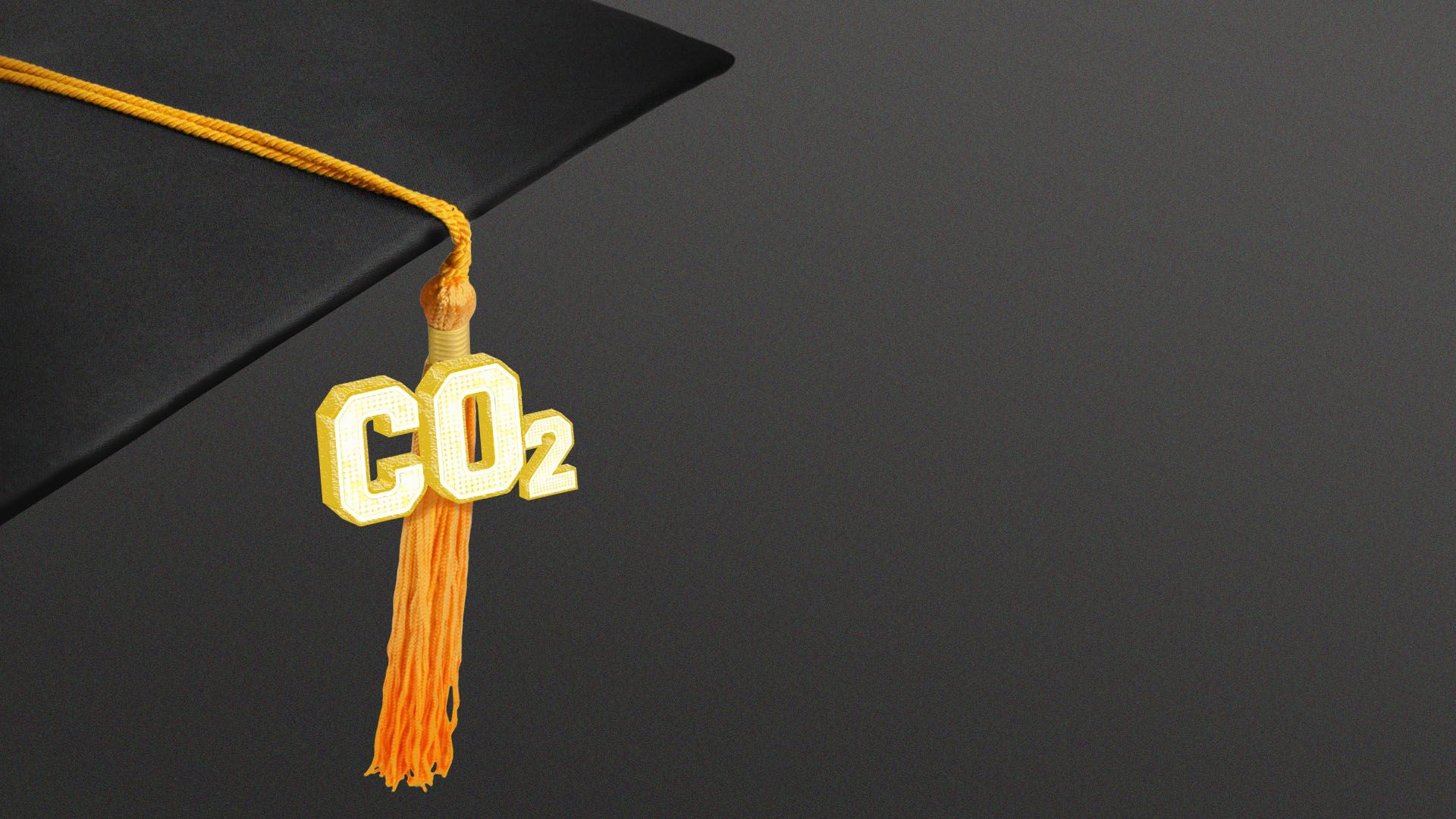 Illustration of a graduation cap tassel with CO2 on it