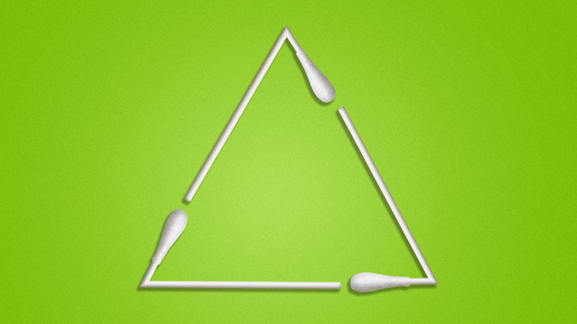 Illustration of cotton swabs folded to form a recycling symbol.