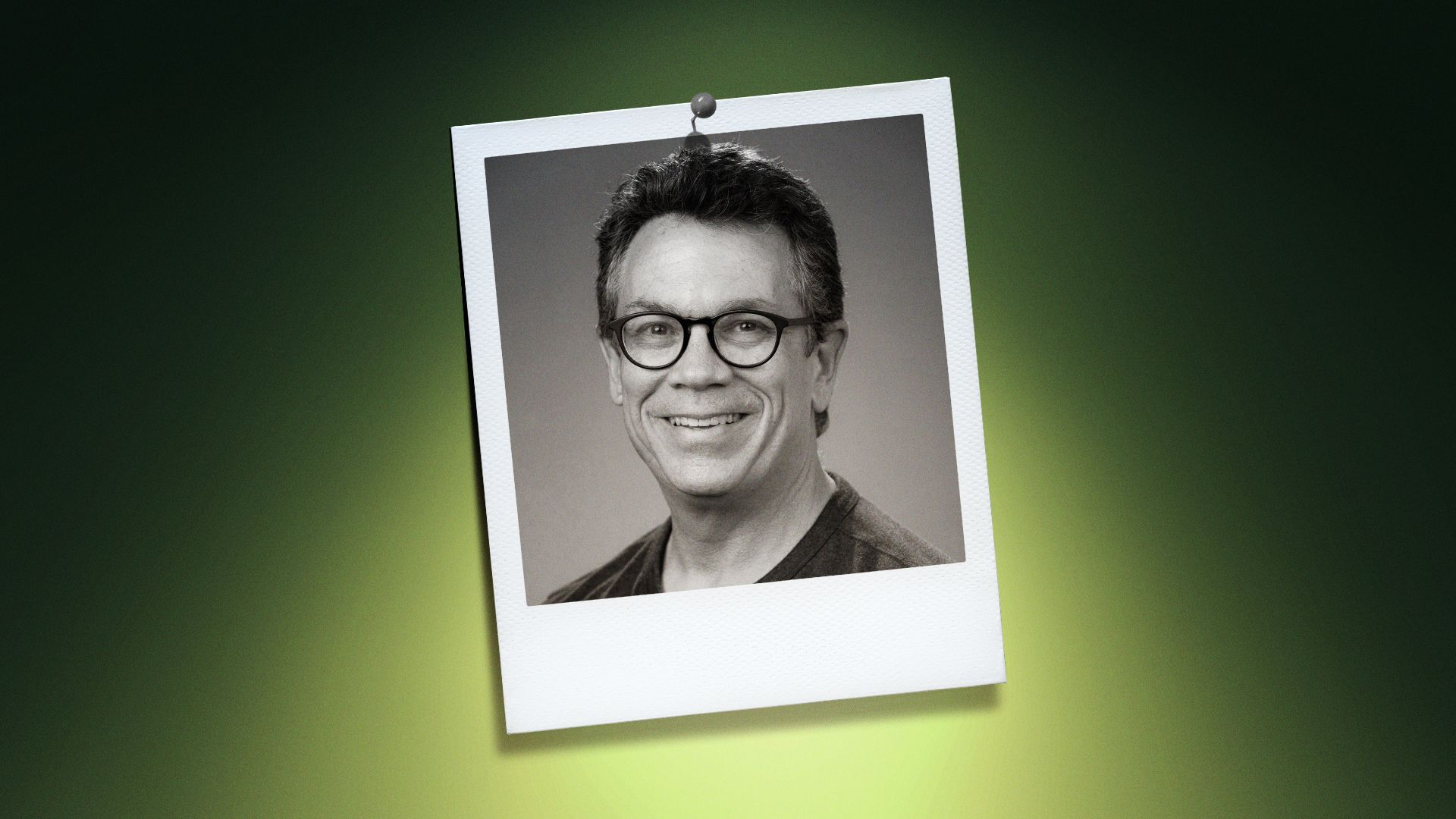 Photo illustration of Bill Adair in a polaroid photo.