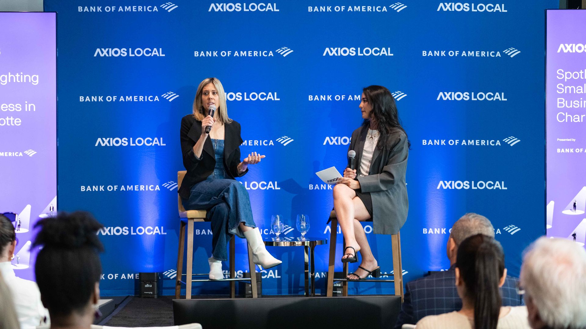 Restaurateur Jamie Brown sits on stage in conversation with Axios' Laura Barrero.