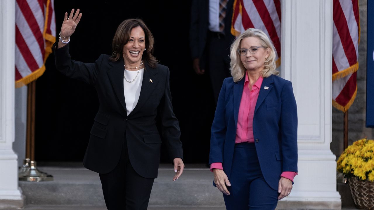 Liz Cheney accuses Trump of "depraved cruelty" at rally with Harris