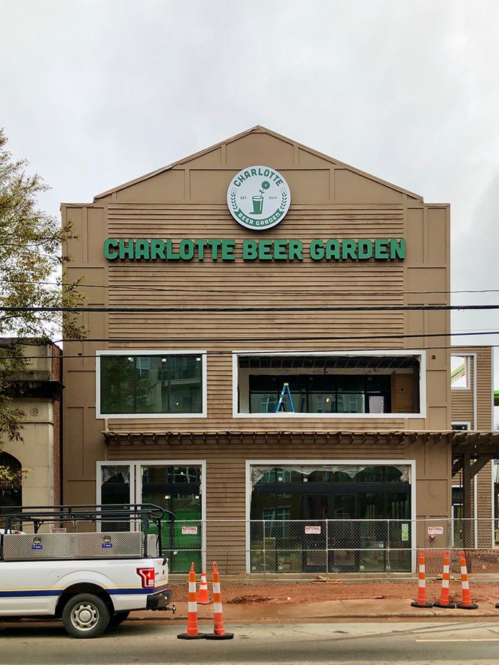 sign and logo at charlotte beer garden