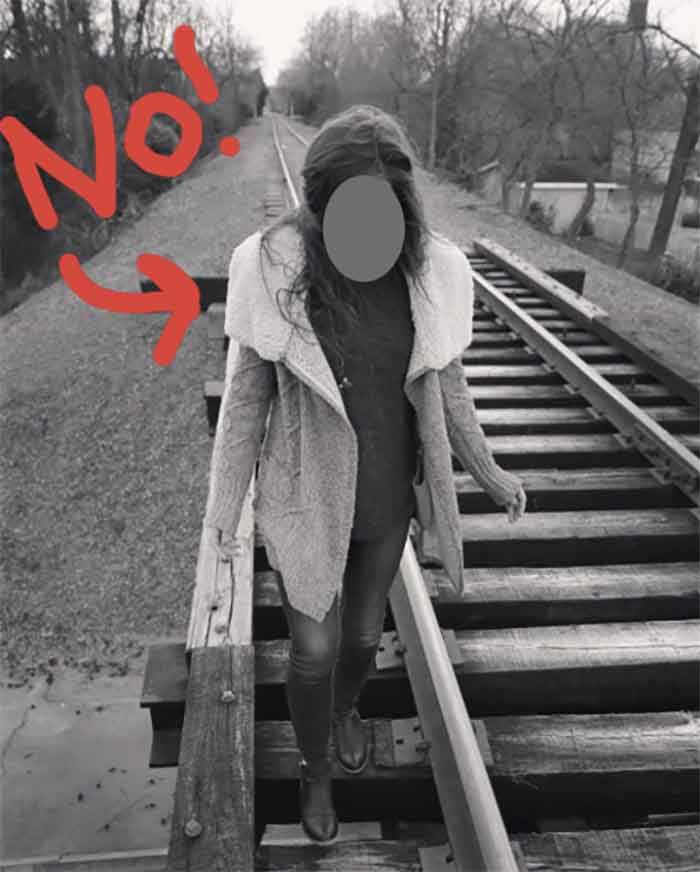 photo on train tracks