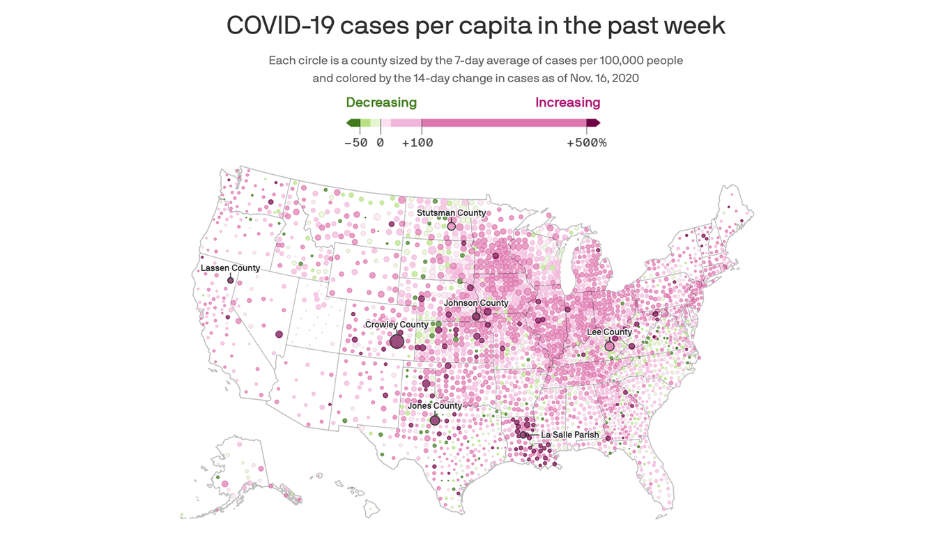 Infections are rising in 83% of counties