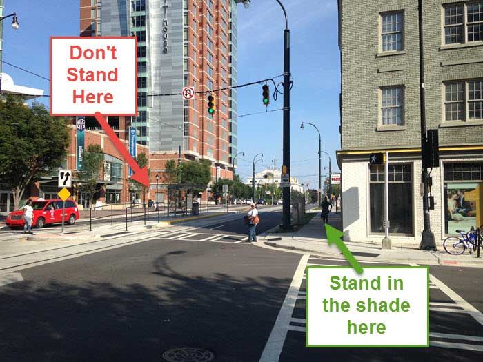 charlotte streetcar where to stand