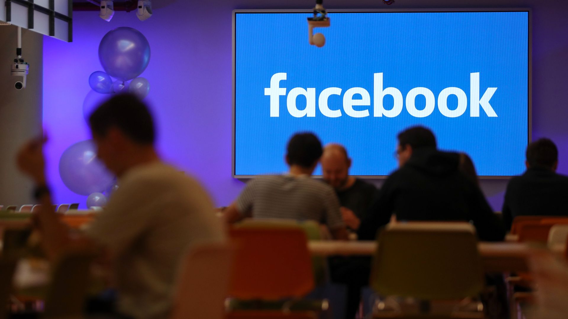 Employees have lunch at Facebook's new headquarters