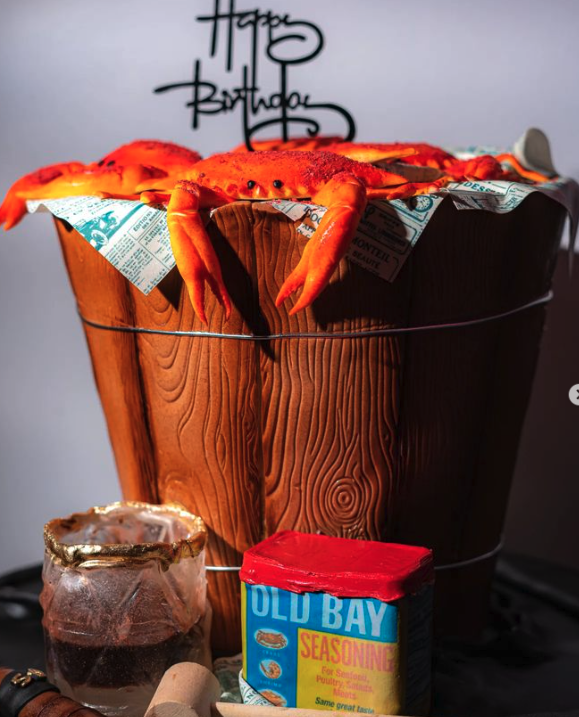 a crab in a bucket cake