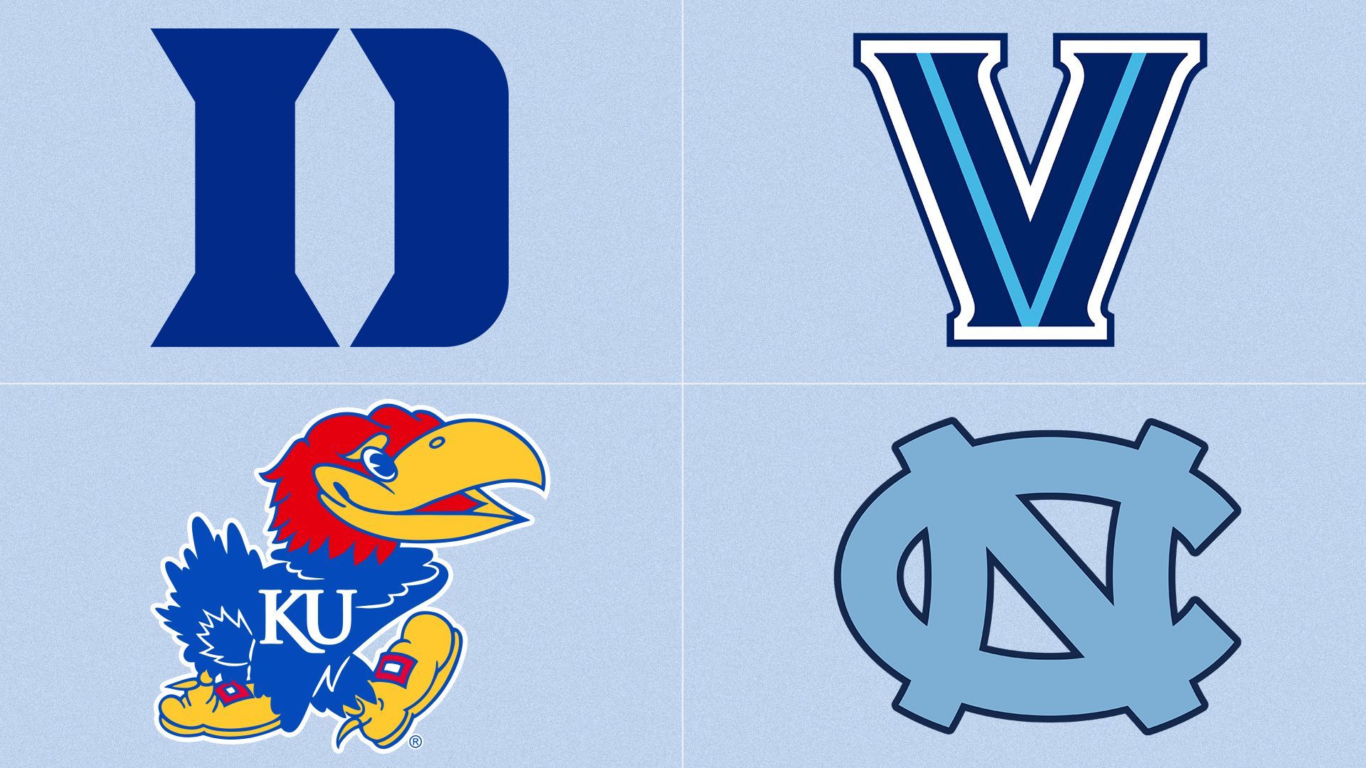 Logos of the Final Four schools.