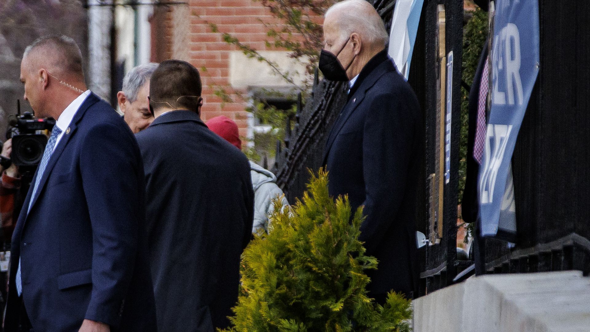 President Joe Biden leaves Holy Trinity Catholic Church after attending Mass on March 27 in Washington, D.C. 