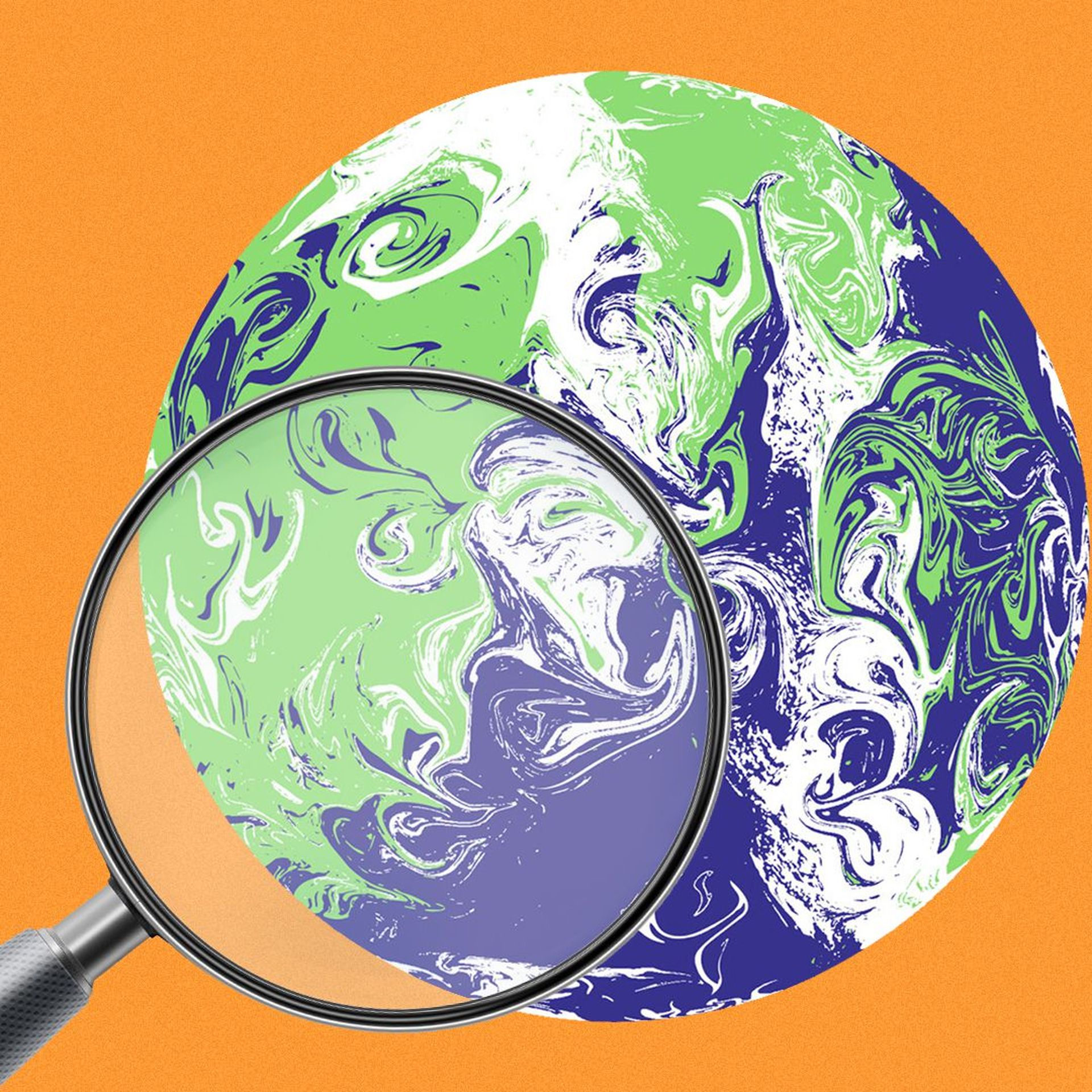 Illustration of a magnifying glass examining the UN Climate Summit logo