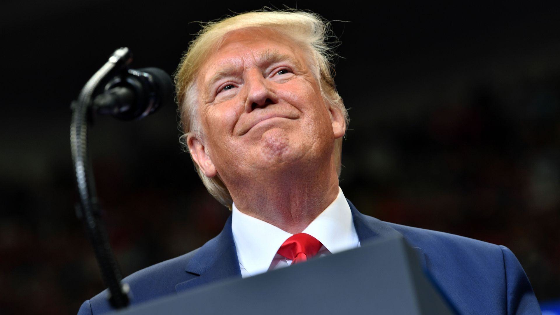 US President Donald Trump speaks during a "Keep America Great" rally at the American Airlines Center in Dallas, Texas on October 17, 2019.