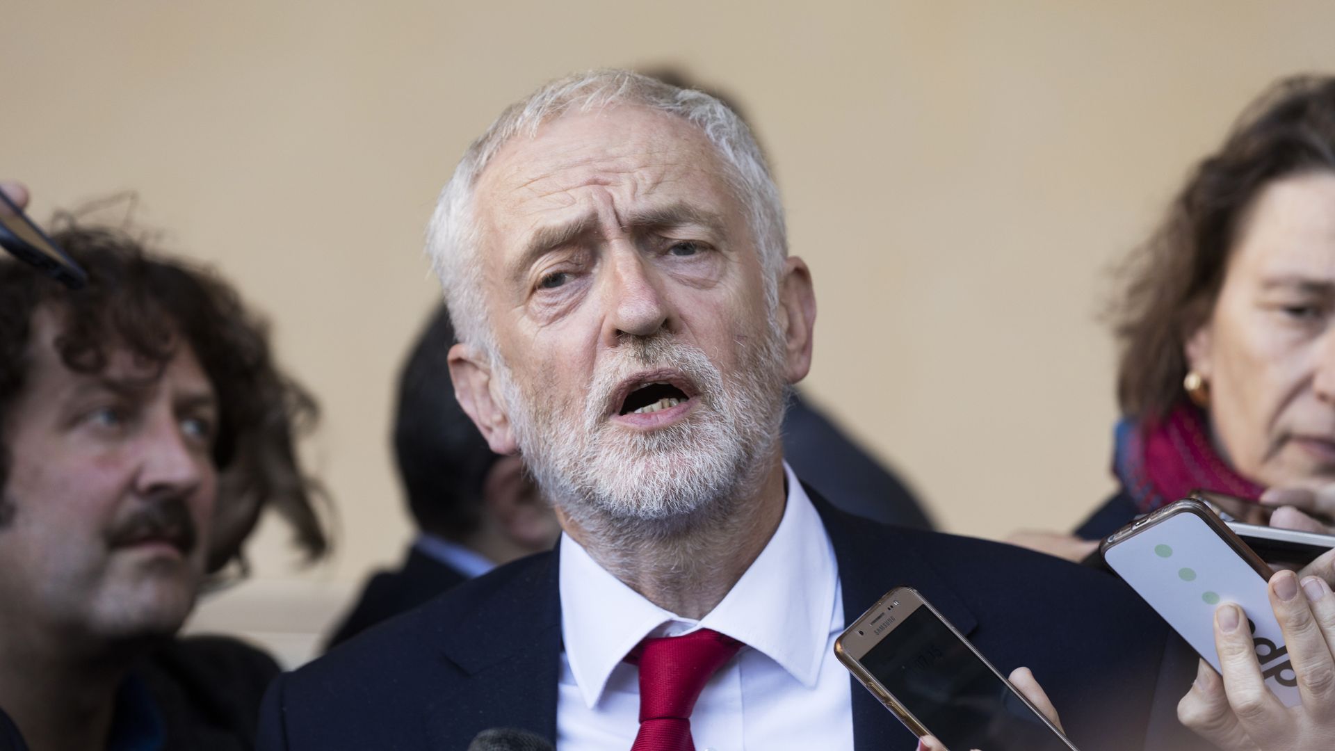 Jeremy Corbyn speaks to reporters