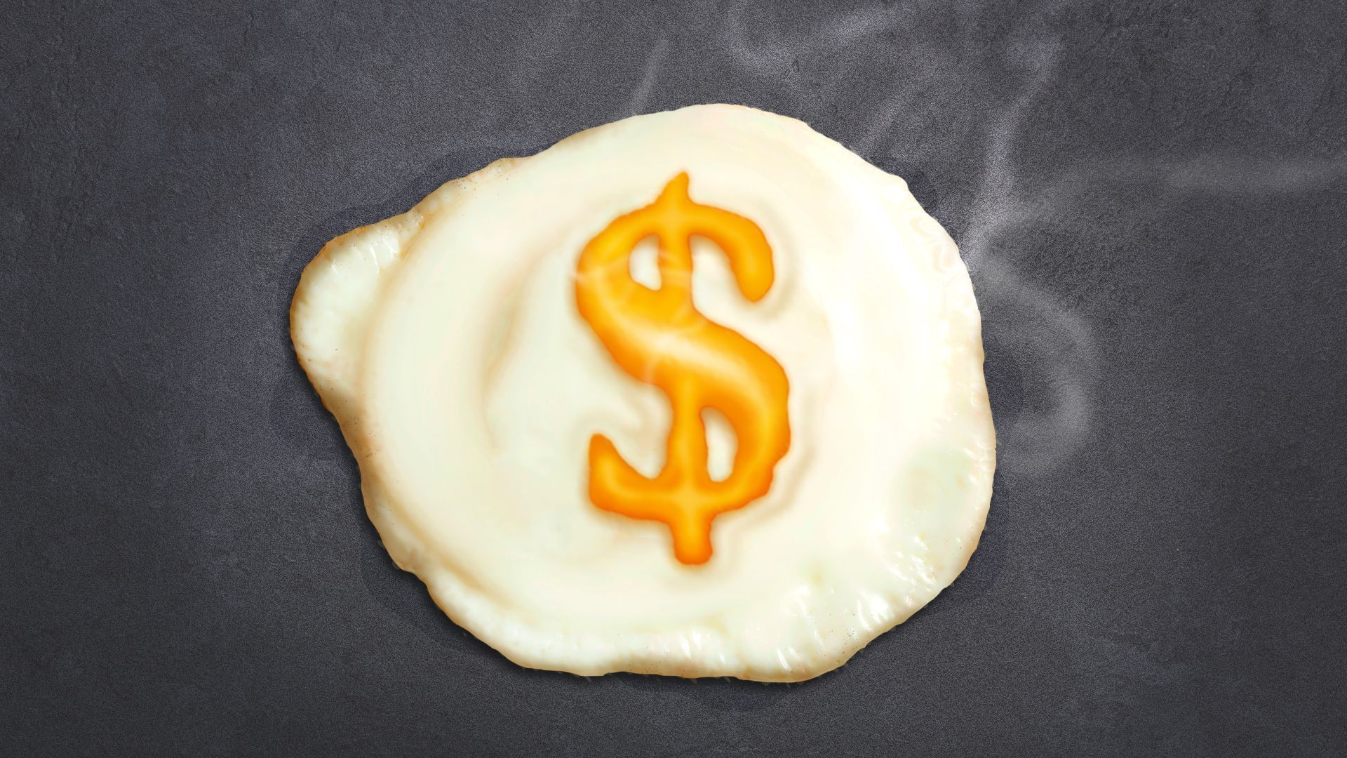 Illustration of a frying egg with a dollar sign for a yolk