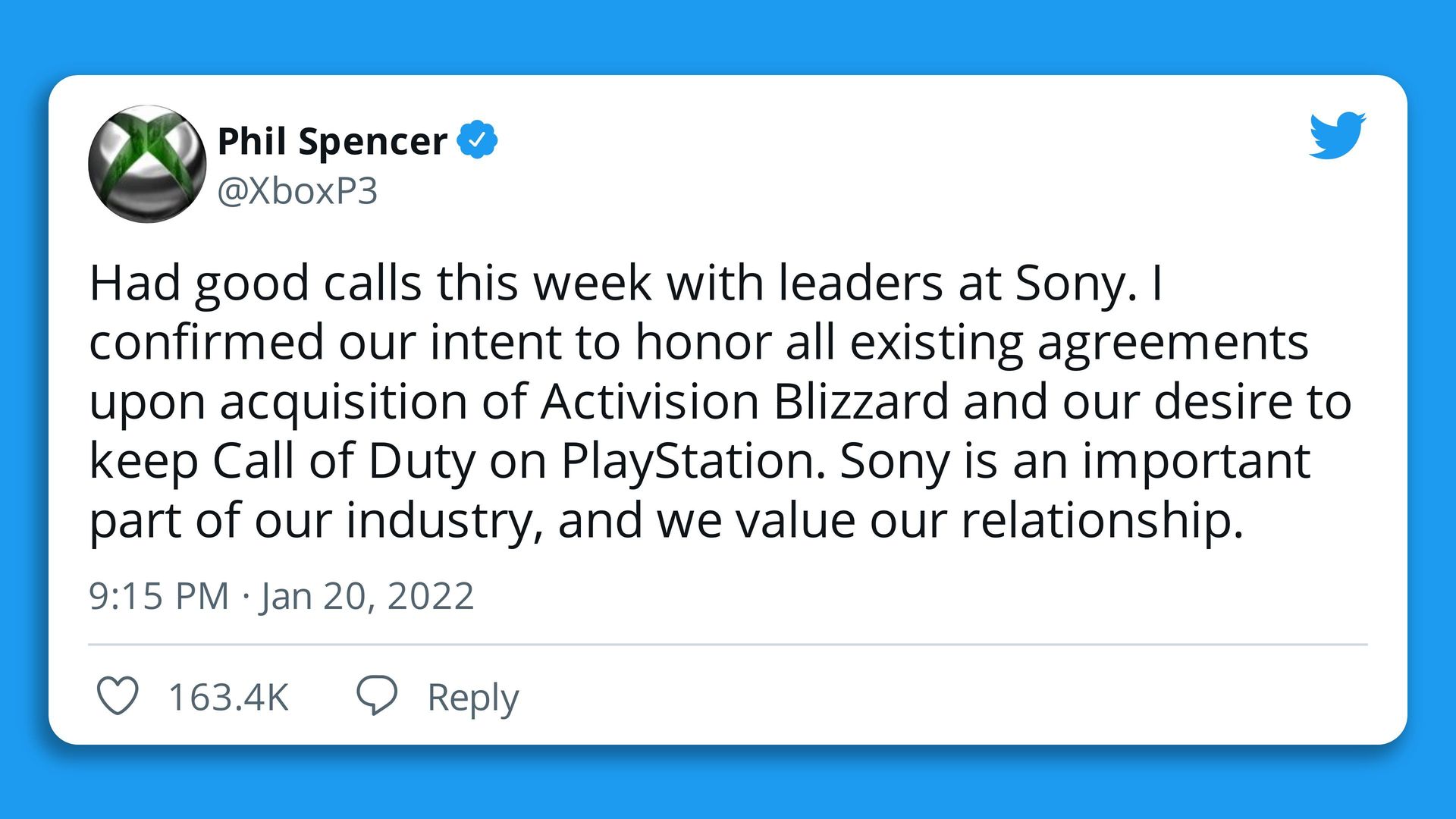 Screenshot of a Tweet about Call of Duty that is quoted in the article below