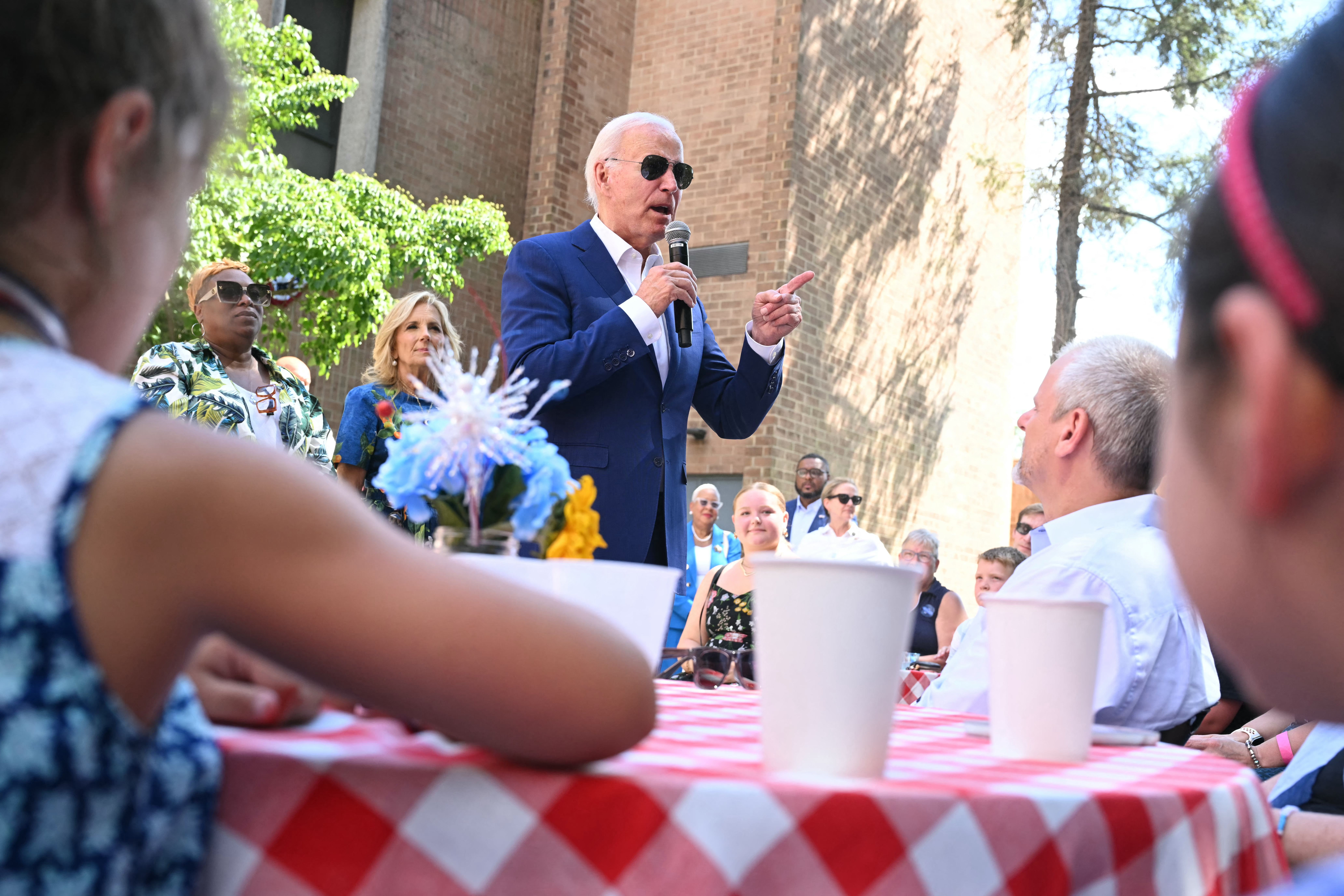 President speaks to supporters and volunteers at a campaign stop in Harrisburg, Pa., yesterday.