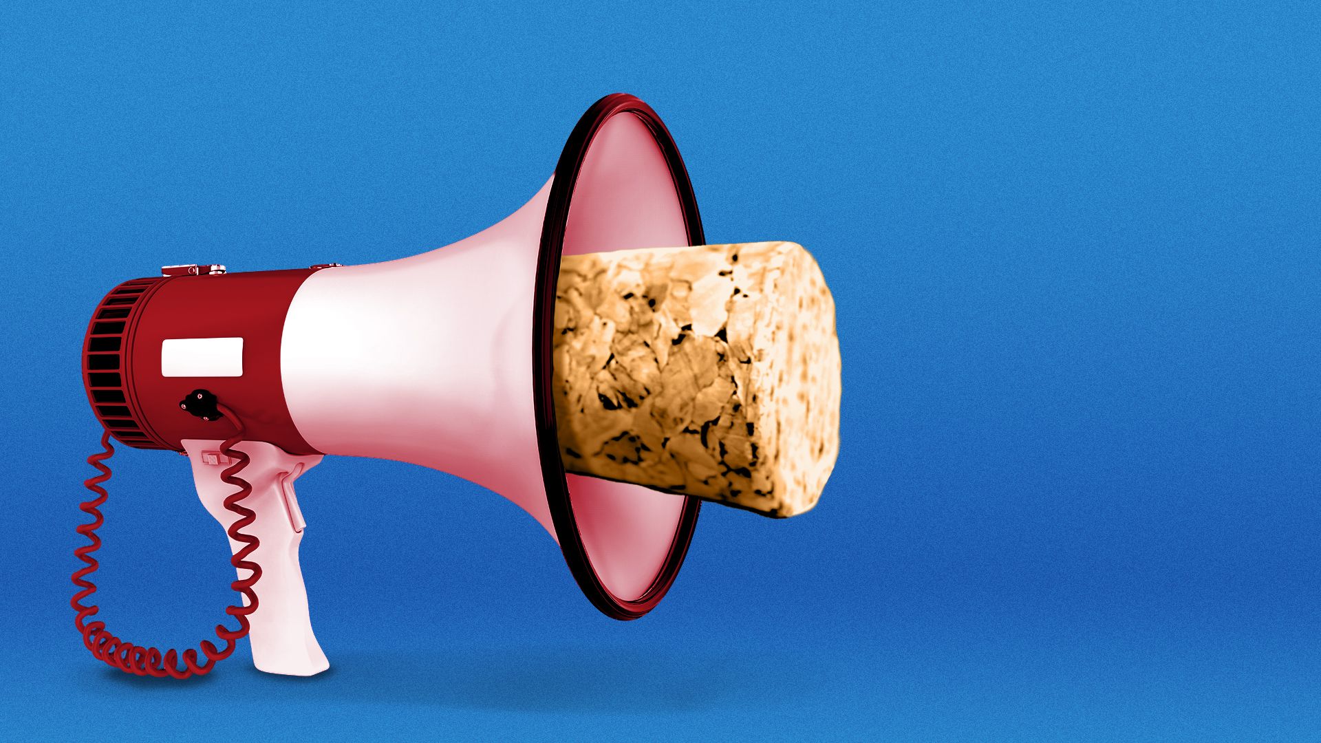 Illustration of a megaphone with a cork in it.