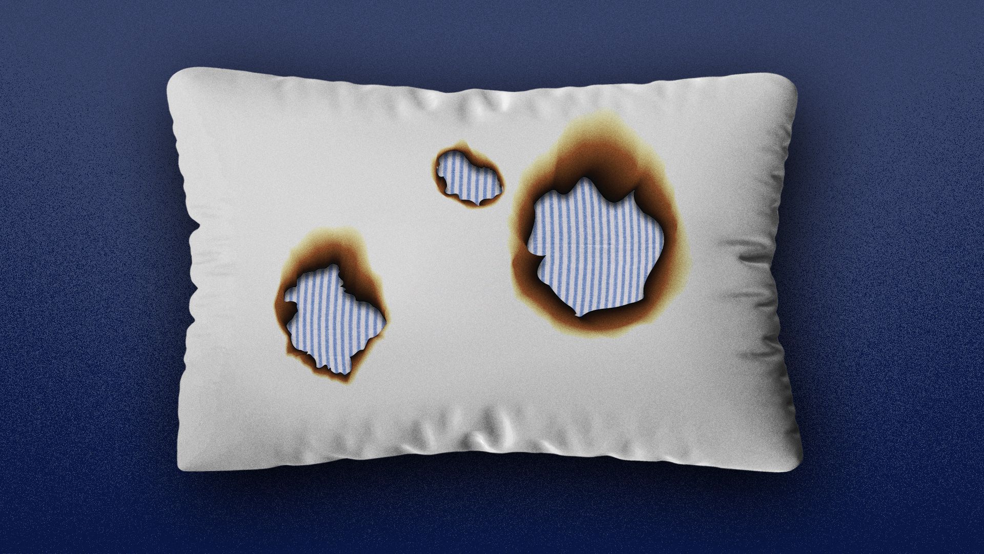 Illustration of a scorched pillow. 