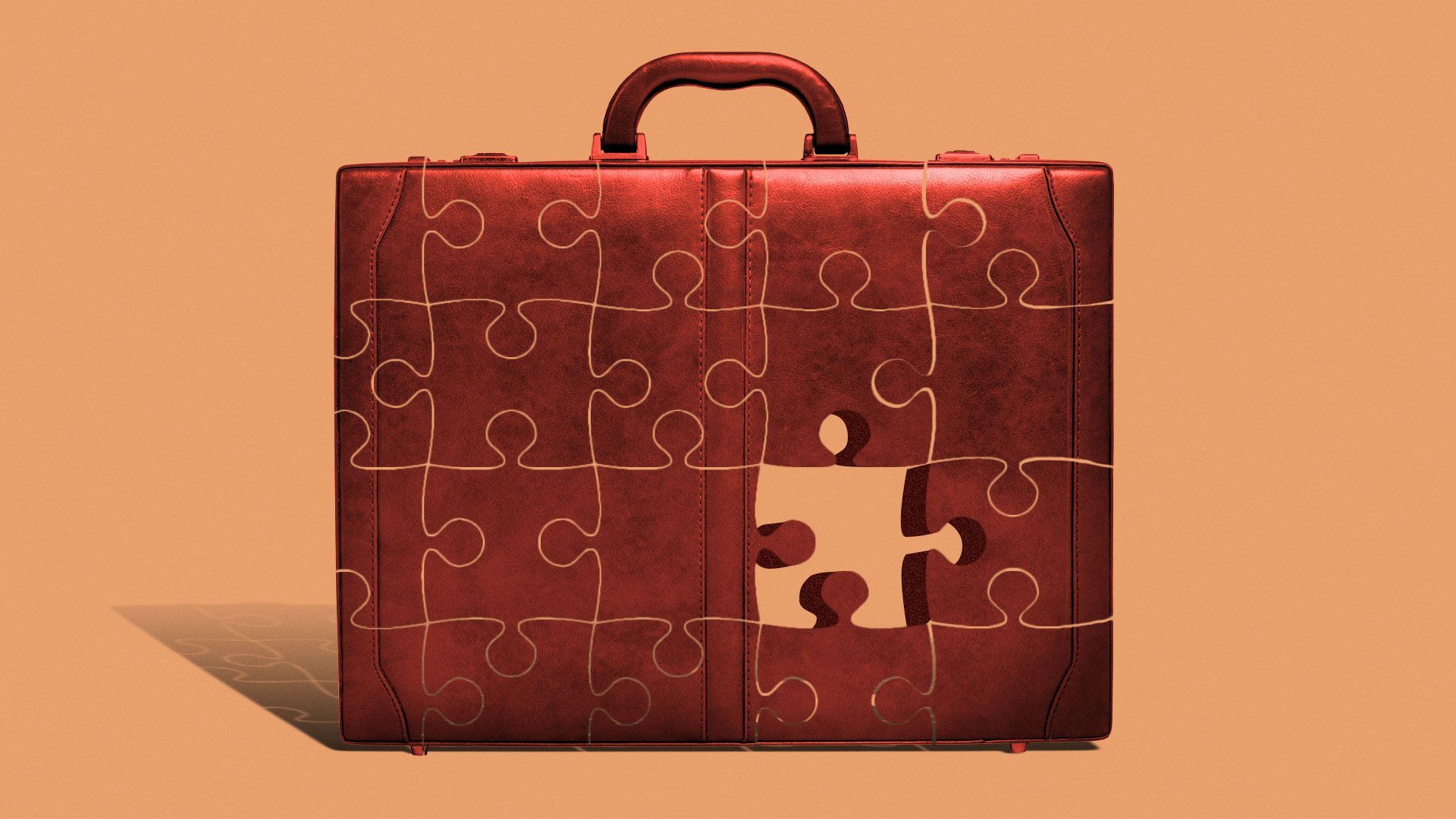 Illustration of a briefcase with a missing puzzle piece