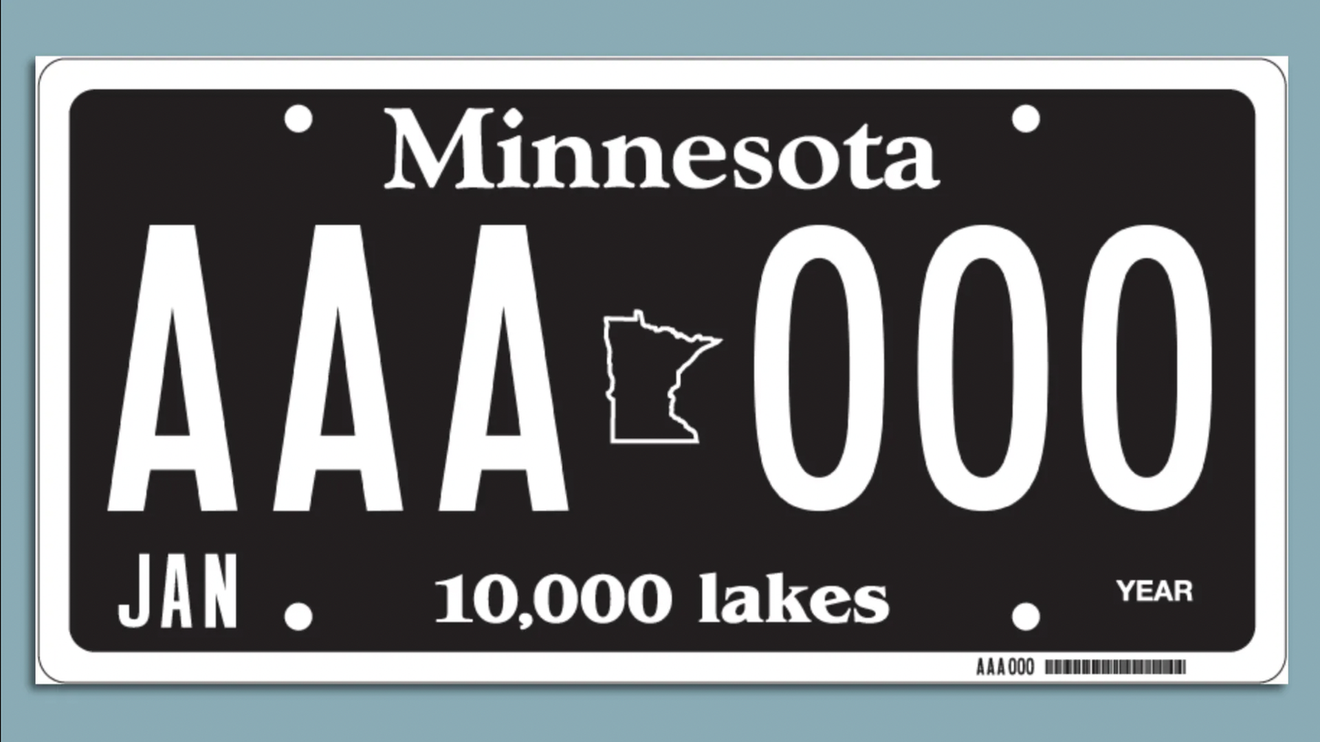 a blackout license plate in minnestoa with a black background and white letters and numbers