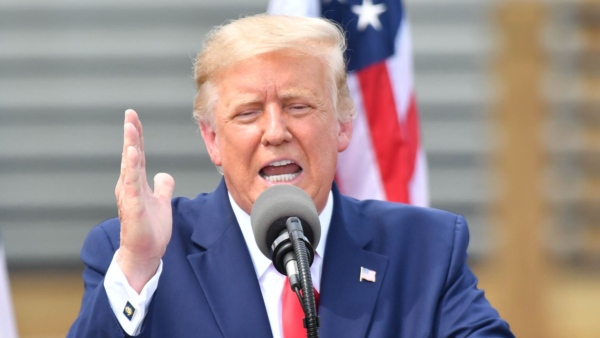 President Trump makes a speech in Wilmington to commemorate the 75th Anniversary of the end of World War II