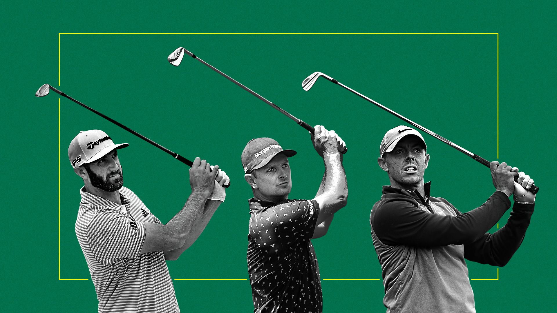 Dustin Johnson, Justin Rose and Rory McIlroy