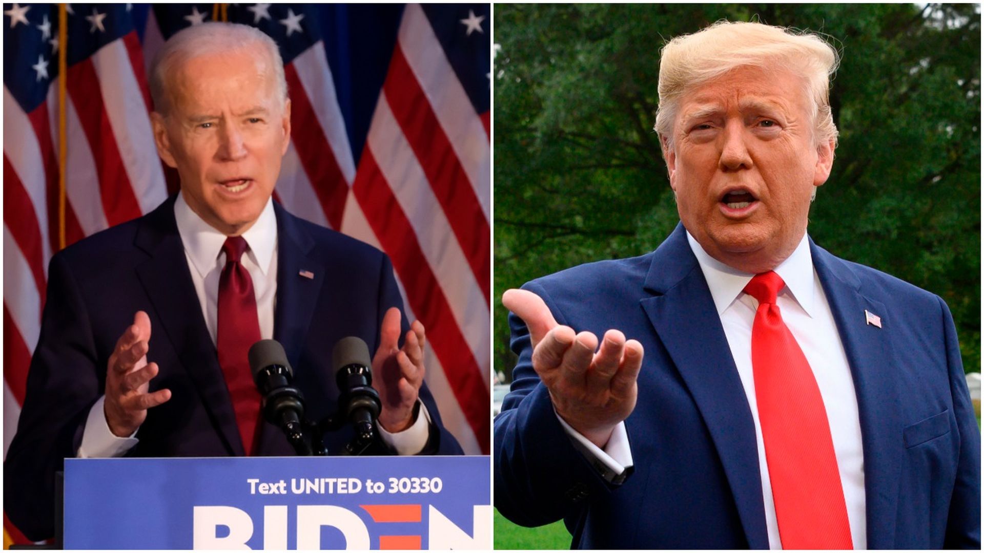 pic stitch of joe biden and donald trump