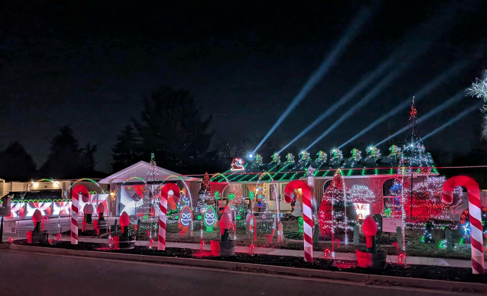 Christmas lights on a residential house.