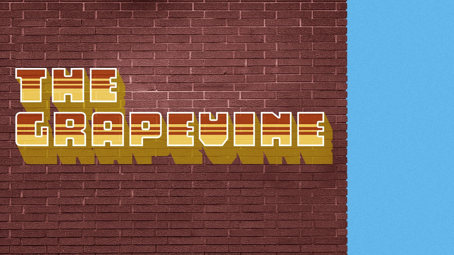 Illustration of "The Grapevine" as a mural on a brick wall.