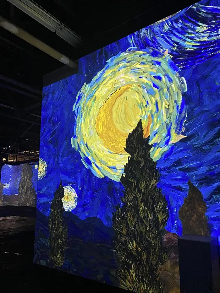 Van Gogh starry night, immersive exhibit, camp north end