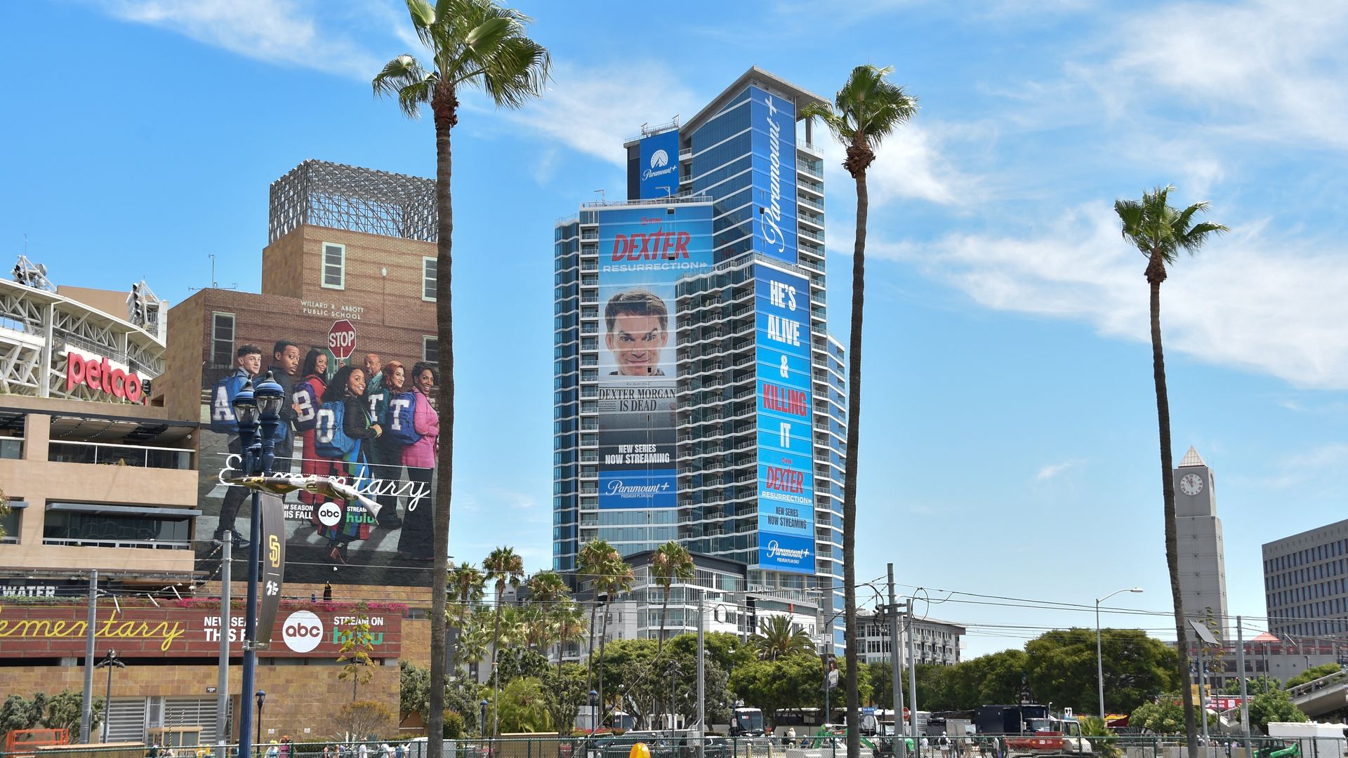 Petco Park with large billboards for Comic-Con