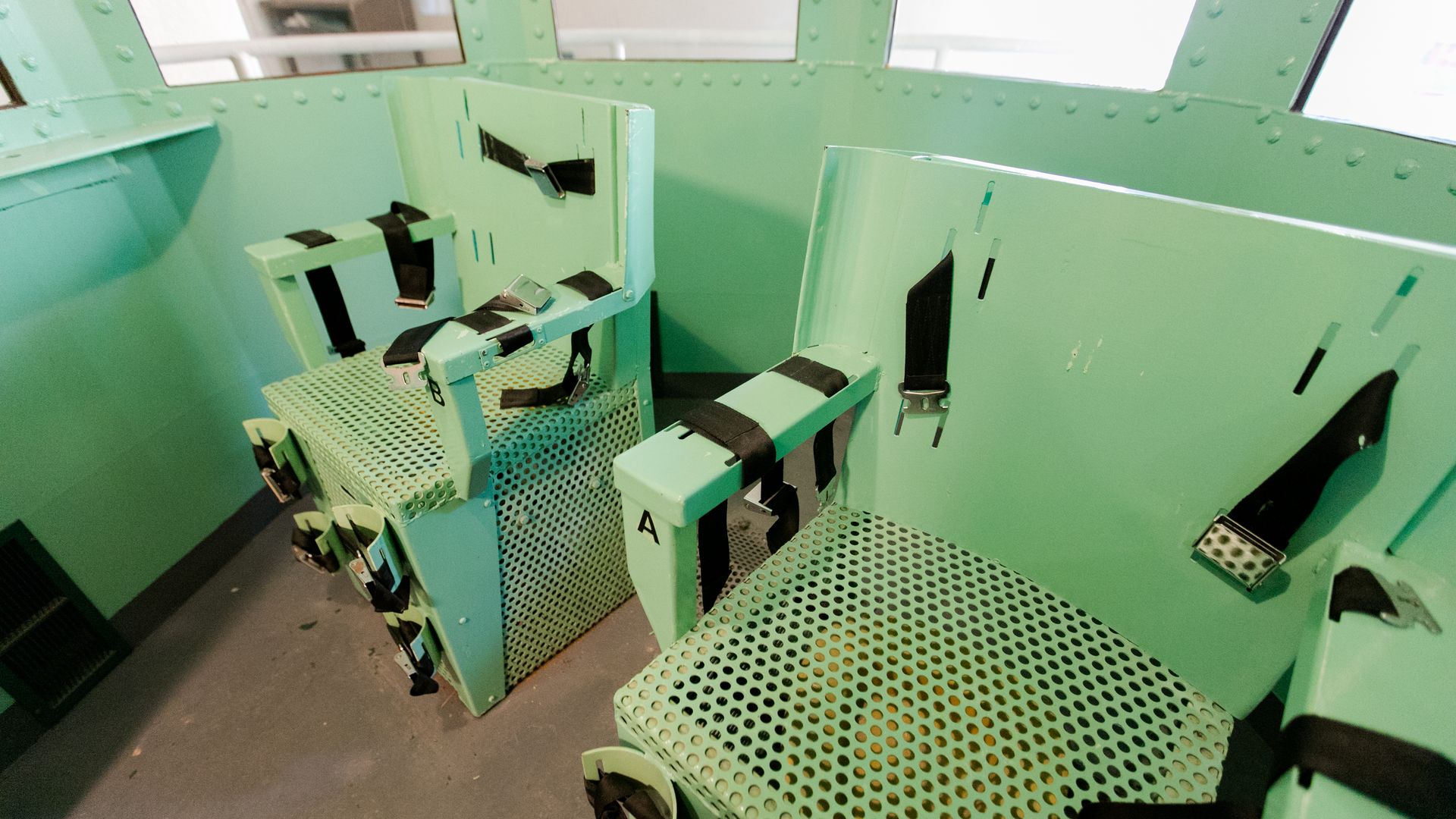 San Quentin's death row gas chamber is shown before being dismantled at San Quentin State Prison on March 13, 2019 in San Quentin, California.