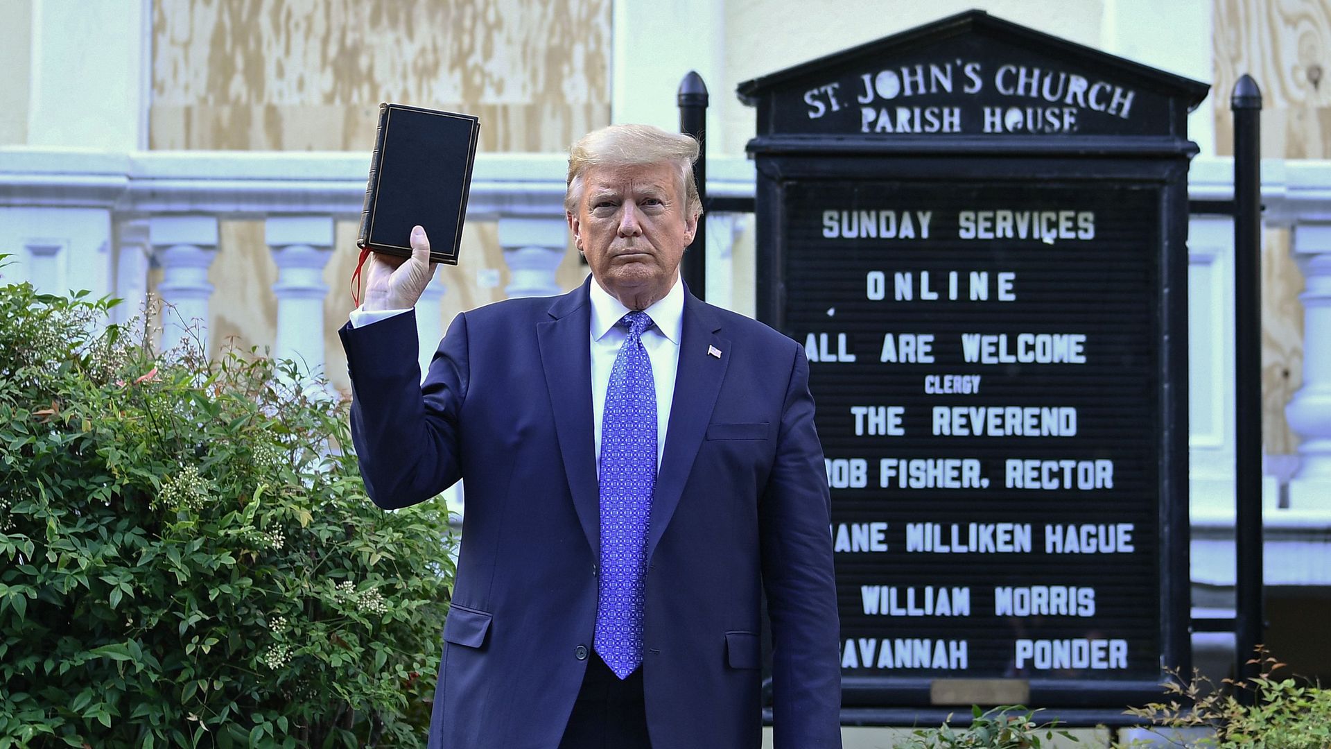 Trump at the church, holding up a bible