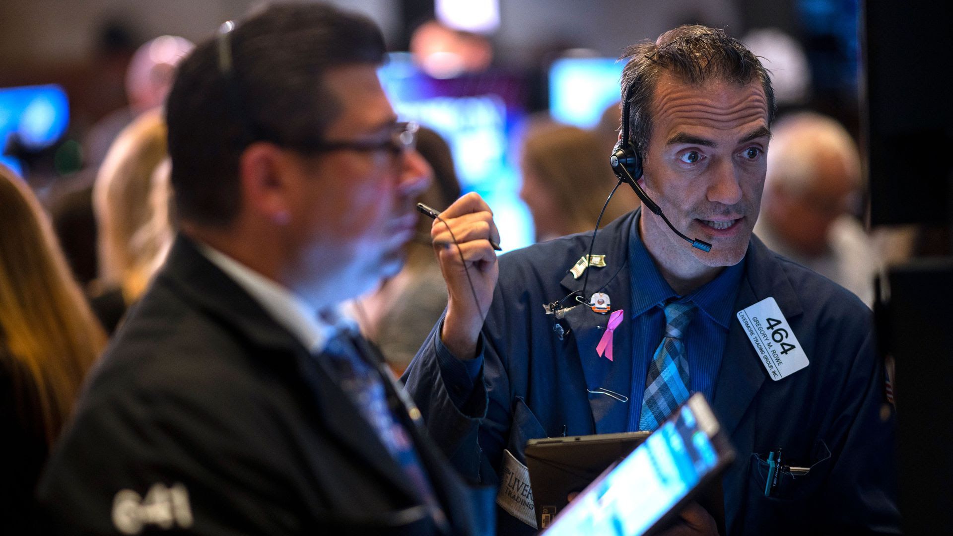 Traders work after the opening bell at the New York Stock Exchange on July 16. Photo: Johannes Eiselle /AFP/Getty Images