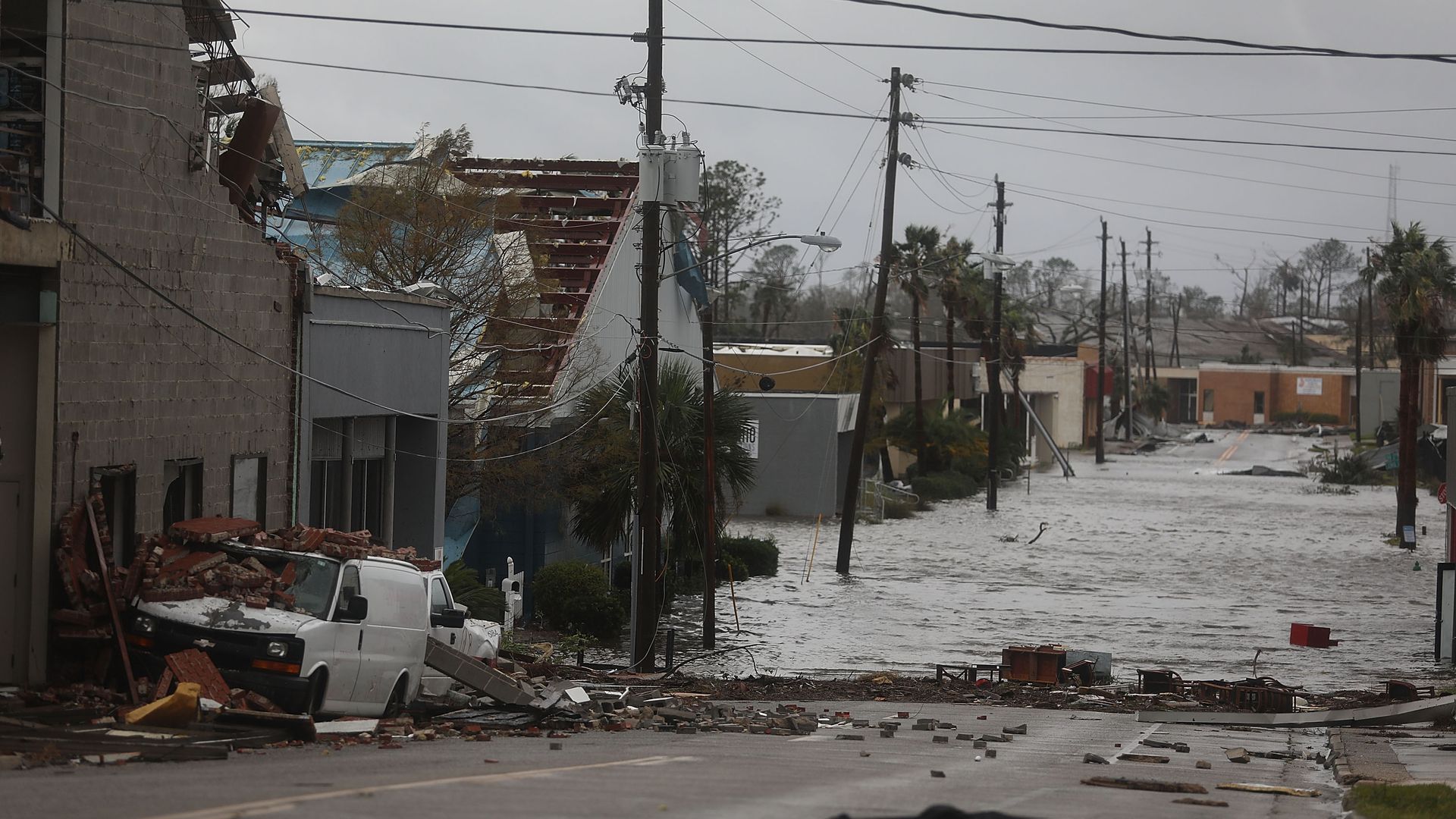 Damage from a hurricane that rattled Panama City, Florida in 2018
