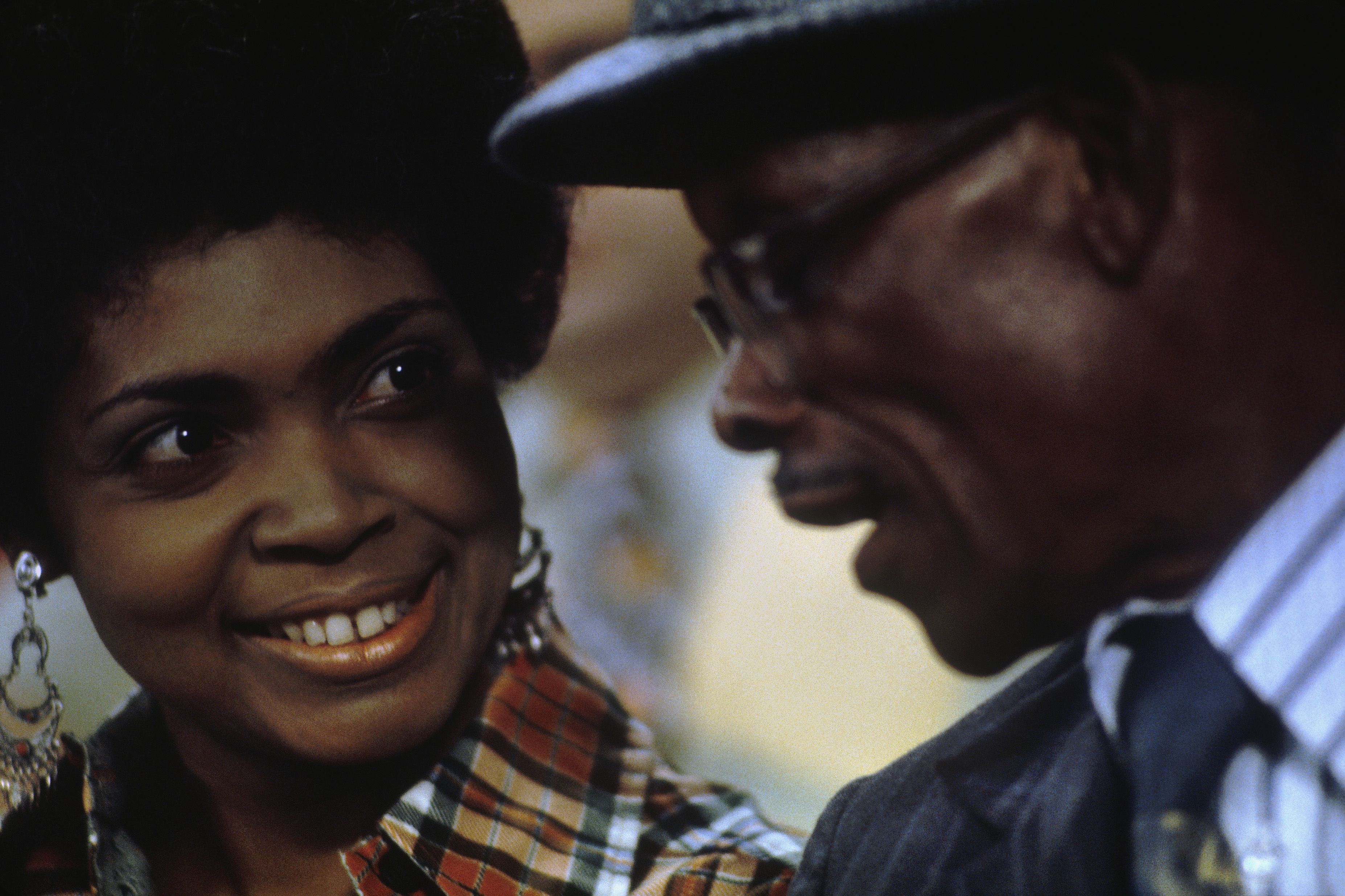 ATLANTA: Henry Louis Aaron, Hank Aaron's father, and Billye Aaron, Hank Aaron's wife, watch an Atlanta Braves Game at Atlanta-Fulton County Stadium during the 1970s in Atlanta, Georgia. (Photo by Focus on Sport via Getty Images)
