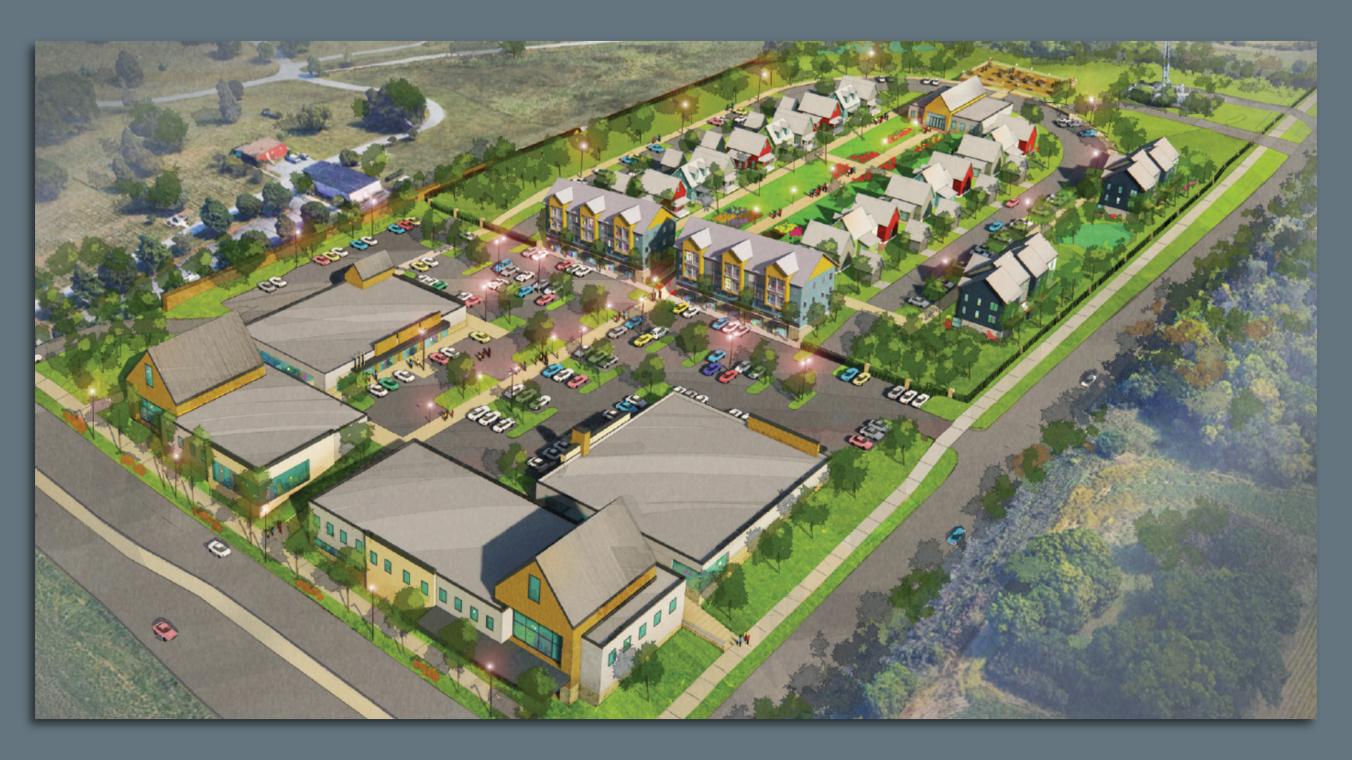 A drawing of the proposed Harvest Academy campus in Des Moines.