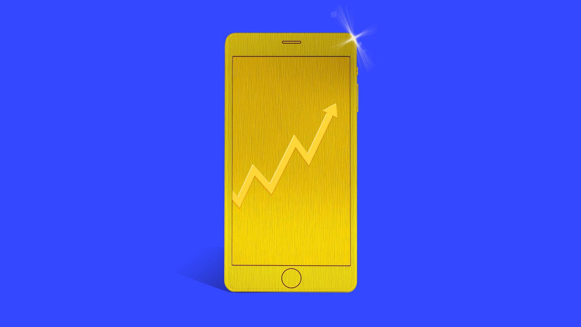 Illustration of a gold smartphone