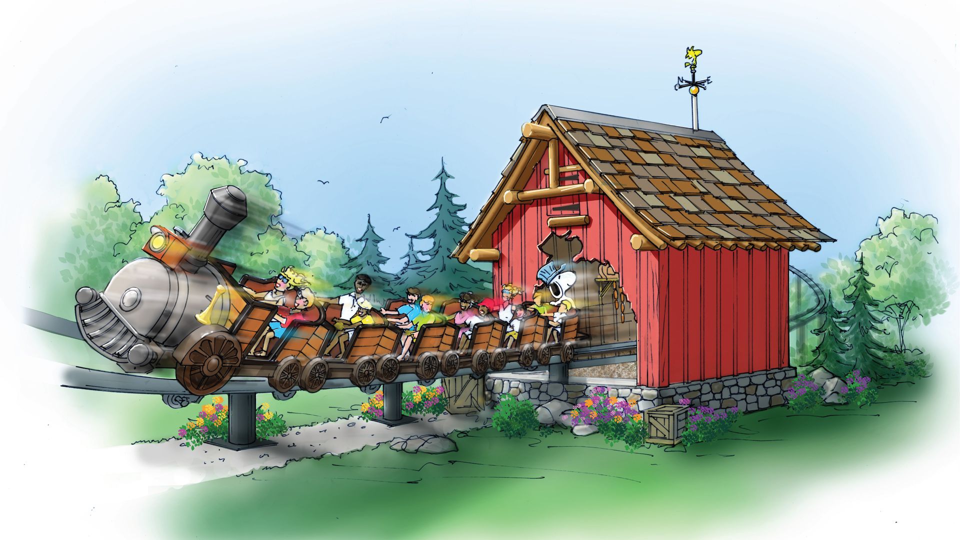 rendering of a roller coaster